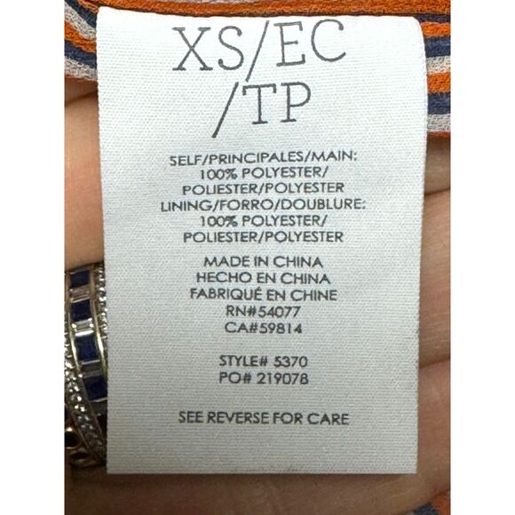 CABI Amour Heart Chain Link Sleeveless Shirt Dress, Navy Contrast Lining, Sz XS - Picture 10 of 11